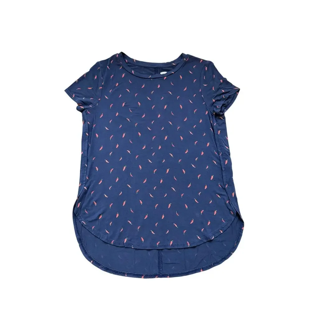 Girls M 8 Old Navy Red Hot Chili Peppers Blue Short Sleeve Hi Low Blouse Shirt